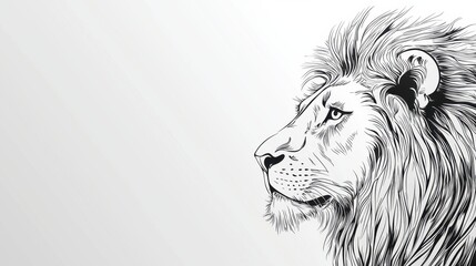 Obraz premium A beautifully detailed illustration of a lions head in black and white. The artwork highlights the animal's majestic features and powerful expression, emphasizing its grace.
