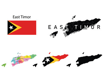  East Timor flag and map illustration vector.