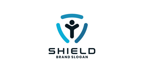 Shield people logo design, icon protection