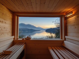 Tranquil Lakeside Sauna Retreat, A Moment of Serenity and Relaxation
