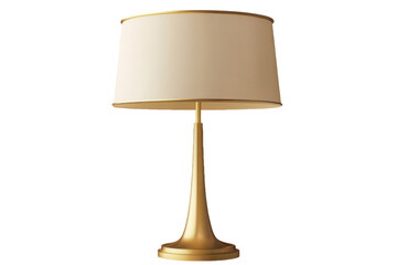 Modern table lamp with a brass base and beige lampshade offering stylish 