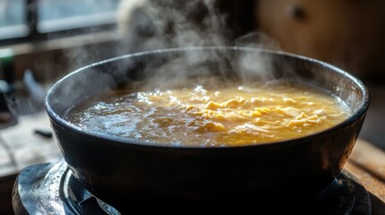 A steaming bowl of bone broth known for its brain-supporting benefits.