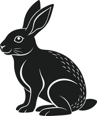Elegant Rabbit Silhouette Vector - Spring Wildlife Illustration