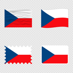 Czech Republic national flag in four different styles.