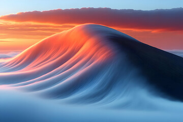 Sunrise View Of Mountain Peak Through Clouds