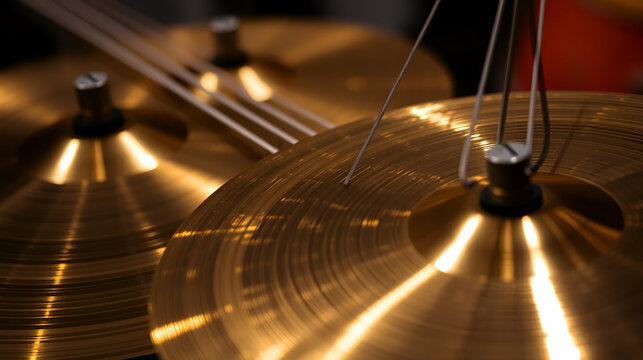 Cymbals string percussion musical instrument. Close up