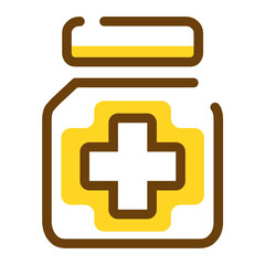 Obraz premium A Comforting Jar Of Medicine Offering Hope And Healing, Promising Wellness And Recovery, Depicted With Simple Line Art And Warm Yellow Tones