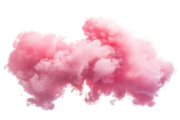 Fototapeta premium A fluffy pink cloud isolated against a white background creating a soft and dreamy aesthetic effect