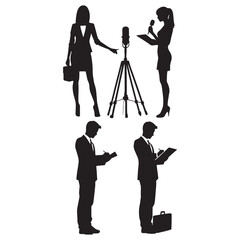 Hardworking Journalist silhouette, bringing breaking news to the world - Journalist illustration - Minimalist Journalist vector - Profession silhouette
