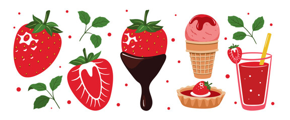 Strawberry set vector illustration