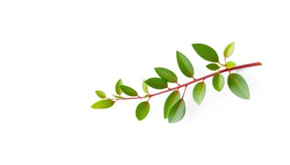 Obraz premium Single vibrant green plant, isolated on pure white backdrop, isolated plant, clean background