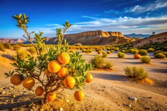 Harsh desert sun blazes on bitter apple vines, their thorny fruit scattered across cracked earth.
