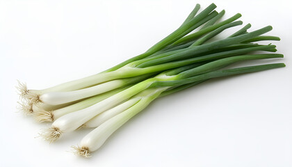 Obraz premium Chopped fresh green onions isolated on white