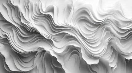 Abstract rendering of layered white forms with flowing curved patterns