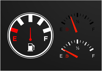 Fuel gauge for your design. Full and empty signs. Vector illustration
