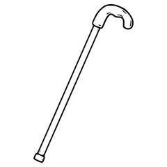 walking cane illustration hand drawn outline vector