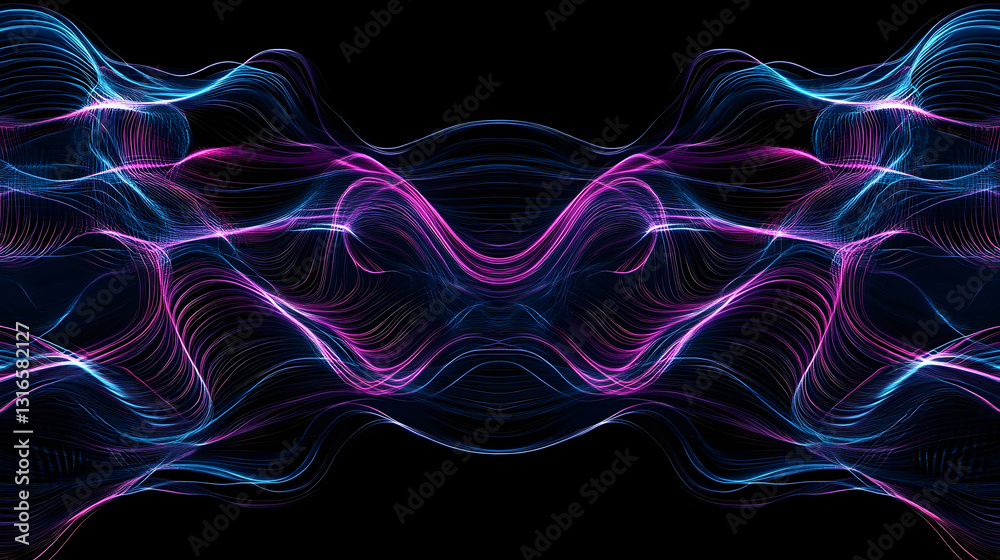 Leinwandbilder Mesmerizing wave of vibrant neon lights and fluid gradients creating a dynamic futuristic and captivating abstract digital art design  The swirling lines and curves evoke a sense of energy movement