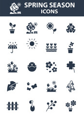 Set of spring season icons, nature, summer