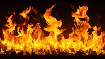 Fototapeta premium Raging fiery flames surging with scorching heat and intense energy in a dynamic abstract background texture Powerful dangerous and chaotic with glowing embers and a roaring blaze