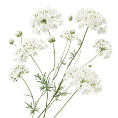 Queen Anne's Lace: Delicate white Queen Anne's Lace flowers with intricate detail and graceful stems, offering a sense of natural beauty and elegance.