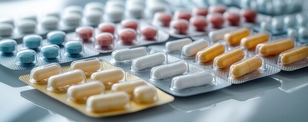 Pharmaceutical packaging of geriatric medicine, safe prescription use, watercolor style