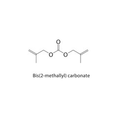 Bis(2-methallyl) carbonate skeletal structure. Carbonate compound schematic illustration. Simple diagram, chemical formula.