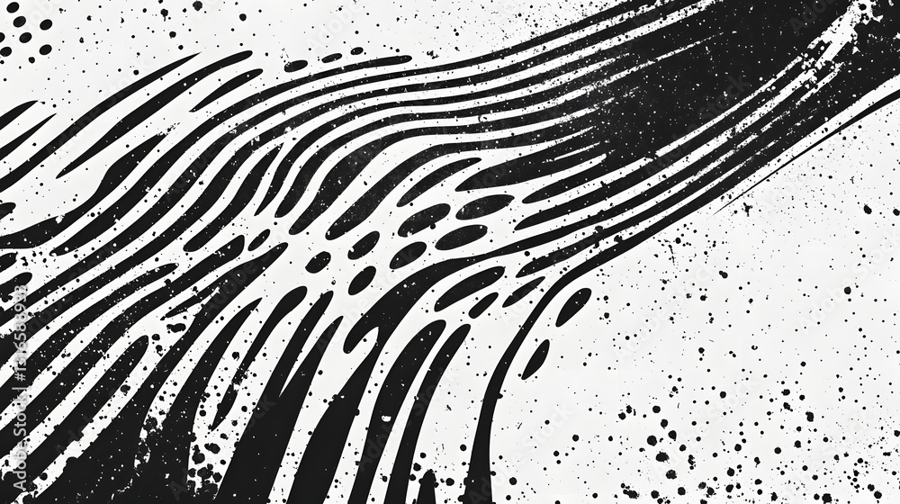 Leinwandbilder Striking monochrome waves and dynamic lines creating an elegant modern abstract geometric art design with a futuristic minimalist and contemporary visual impression