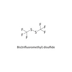 Bis(trifluoromethyl) disulfide skeletal structure. Fluorinated Compound compound schematic illustration. Simple diagram, chemical formula.