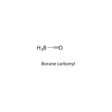 Borane carbonyl skeletal structure. Borane Compound compound schematic illustration. Simple diagram, chemical formula.