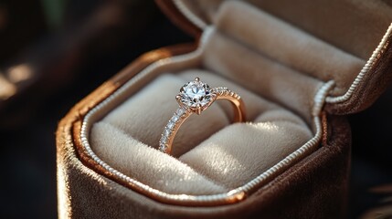 Naklejka premium Diamond ring in a gift box