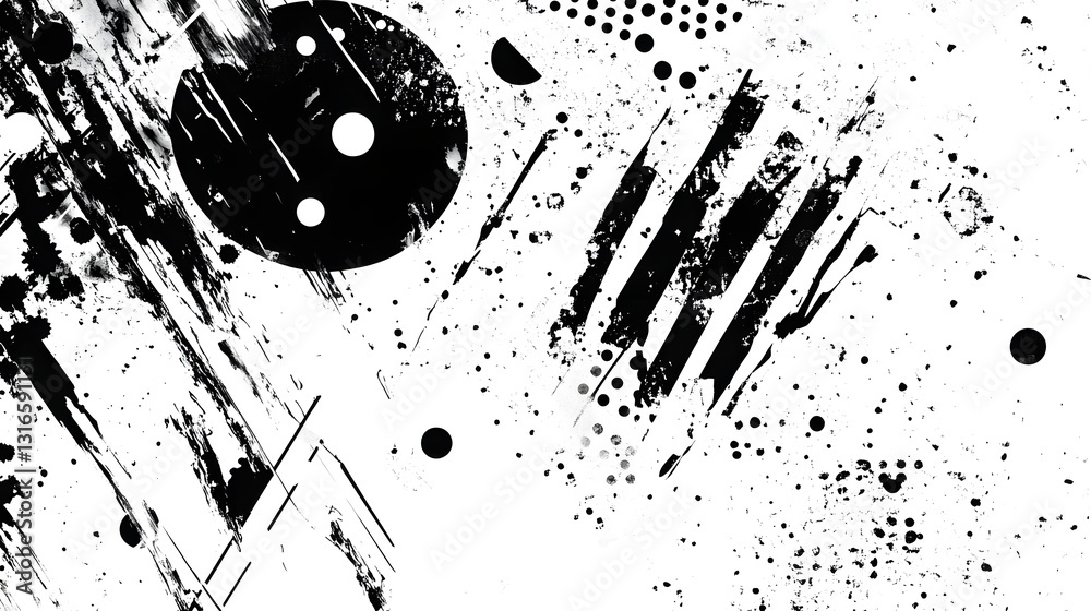 Poster Stylized Monochrome Abstract Splash Painting Textured Background  Grunge Ink Splatter and Brush Strokes Pattern on Wall Surface  Creative Minimalist Modern Design Element for Print Decor Website