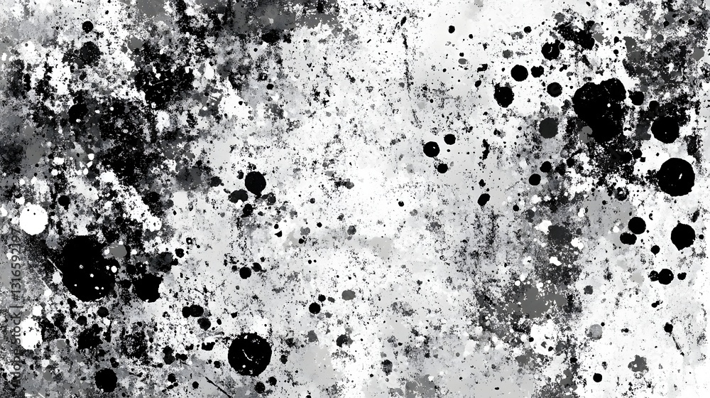 Aufkleber The abstract black and white paint splatter background with blurred effect showcases the expression and creative design