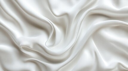 Fototapeta premium White Silk Fabric Draped in Flowing Elegant Soft Waves