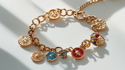 Gold Bracelet with Symbolic Charms