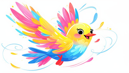 Fototapeta premium A bird made of coloured particles and lines, a bird of paradise posing in various poses in colourful water, and an abstract artwork made of coloured line backgrounds.