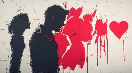 Lost Love: Silhouette Couple for Wall Art, Relationship Crisis.