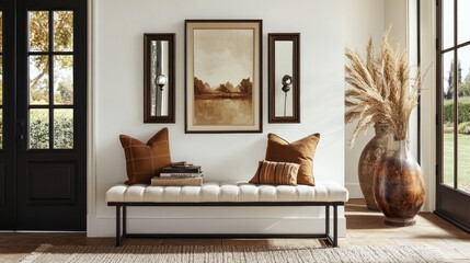 Modern Entryway with Artwork and Plants