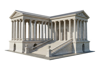 Obraz premium Majestic Classical Temple With Ornate Columns And Stairs On Transparent Backgrounds