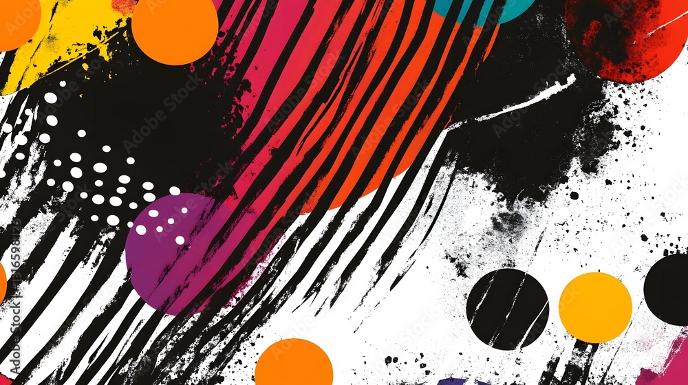 Poster Vibrant Abstract Paint Splatter Background Texture Design  Colorful dynamic and energetic mixed media digital with fluid brushstrokes splashes and expressive visual elements