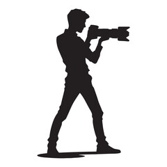 Editorial Photographer silhouette, crafting striking magazine visuals - Photographer illustration - Minimalist Photographer vector - Profession silhouette
