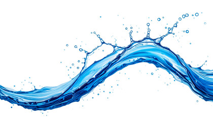 Clean and Vivid Blue Water Splash with Droplets on transparent background