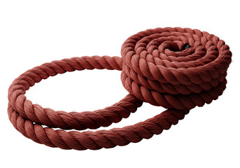 Two Coiled Burgundy Rope Loops on a Transparent Background