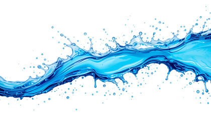 Clean and Vivid Blue Water Splash with Droplets on transparent background