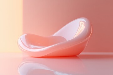 Fototapeta premium An abstract glossy coral colored chair in a minimalist style