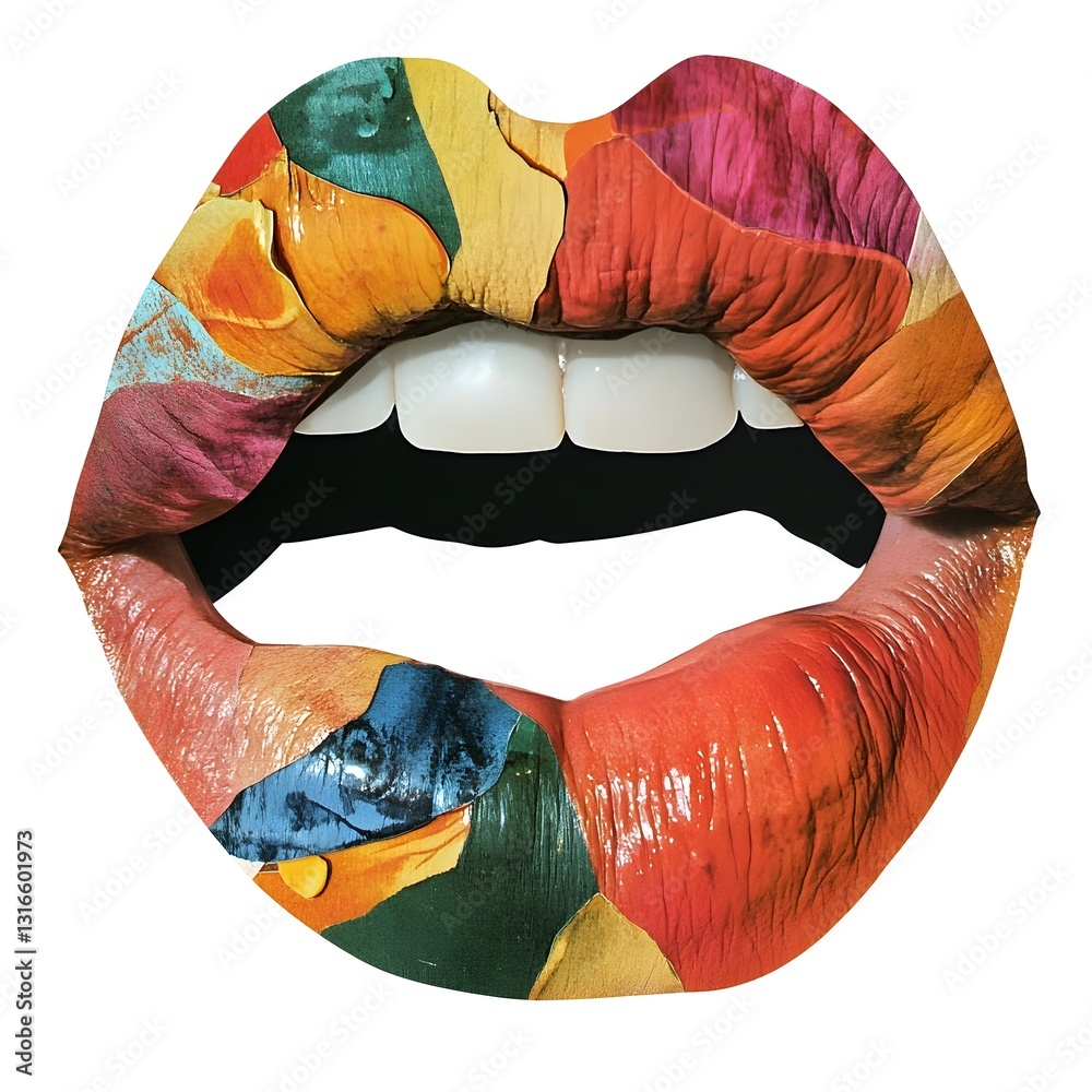 Poster vibrant and expressive stylized lips depicting emotion and beauty colorful abstract and digital of a