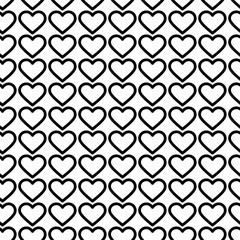 Outline black hearts shapes Seamless pattern. Valentines Day Black or White Day Background concept