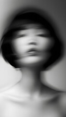 Naklejka premium ファンタジーストーリー（モノクロームに刻まれた、一瞬のモノローグ—静寂の中で紡がれる女性の想い）