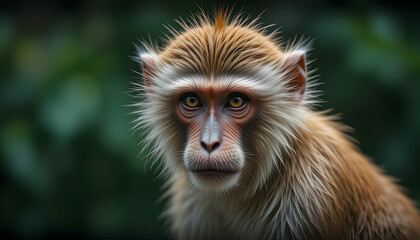 Obraz premium Monkey Gazing Portrait with Curious Expression and Furry Details