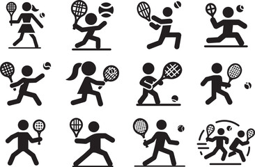 Stick Figure Character Hitting Tennis Ball