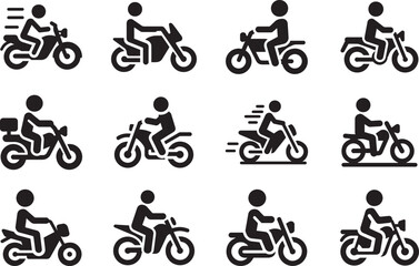 Stick Figure Character Biking on Road
